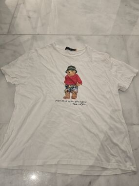 Ralph Lauren White Tee with Polo Bear in Red Jacket